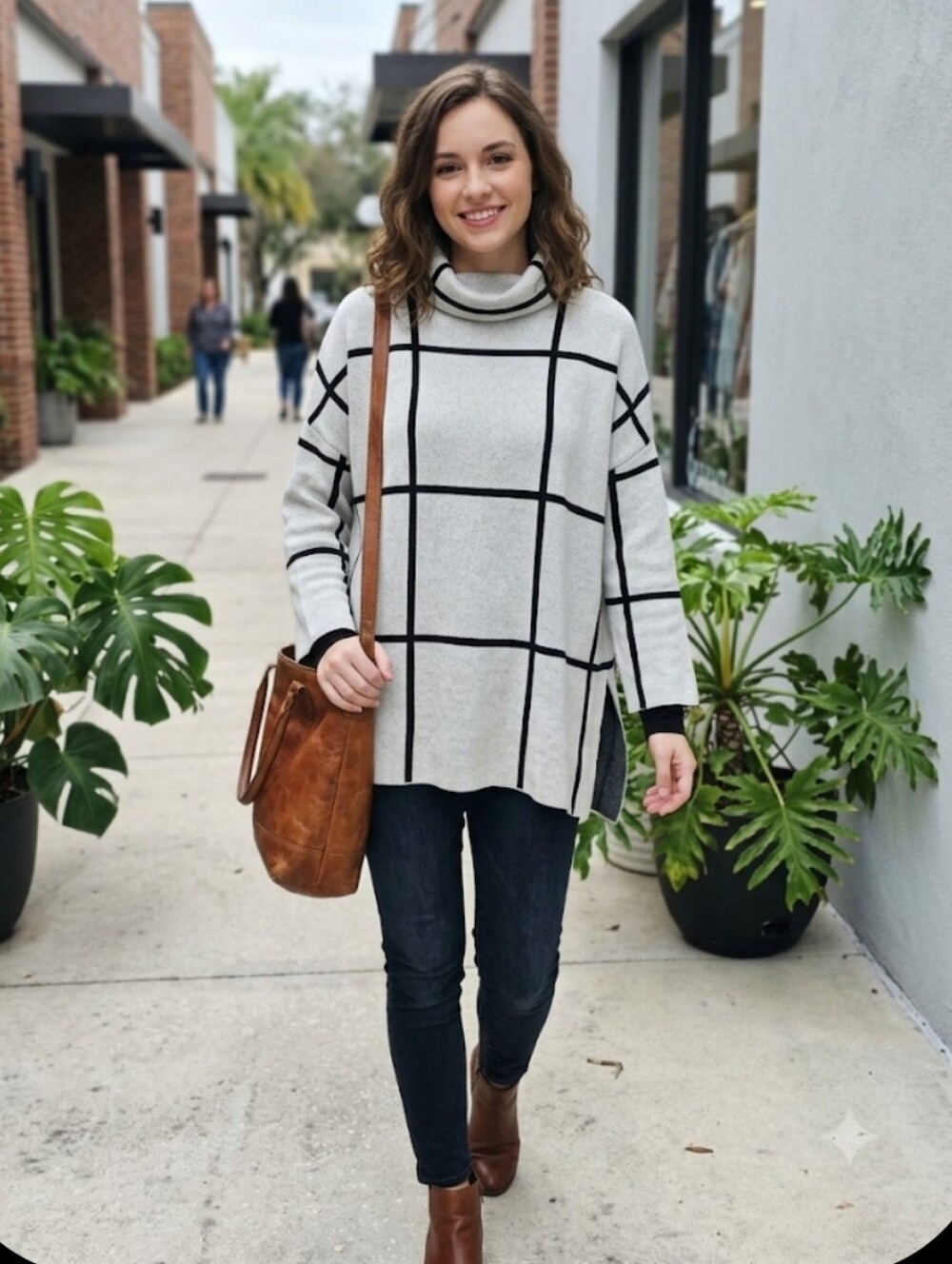 PLANET by Lauren G Pima Cotton Window Sweater in Crudo/Black Onw Size